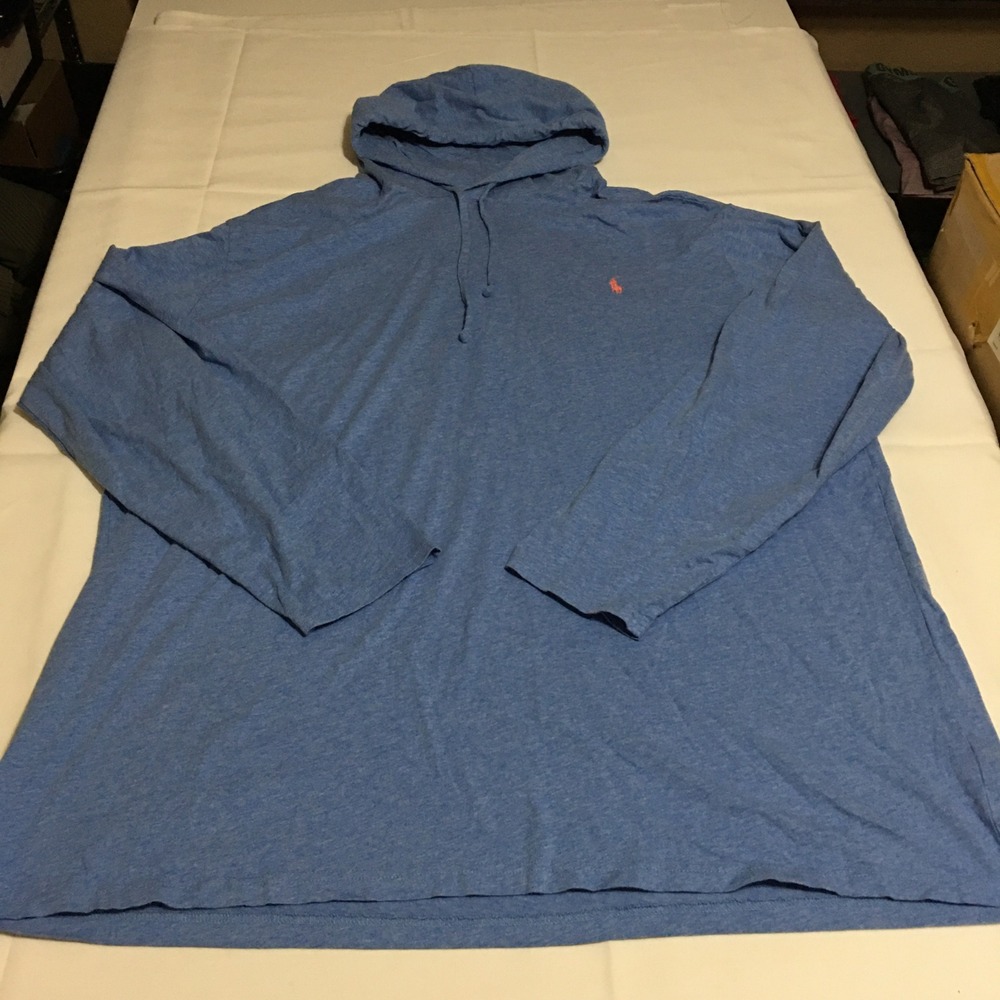 Polo Ralph Lauren Long Sleeve T-Shirt Hoodie Mens 3XLT Blue Pony Logo